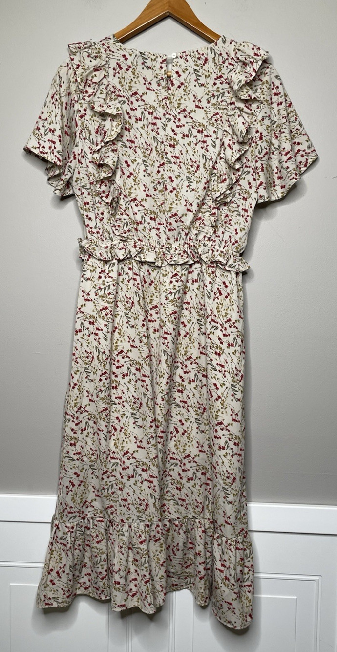 Hayden Los Angeles Womens L Floral Ruffle Maxi Dress Cottagecore Prairie Boho